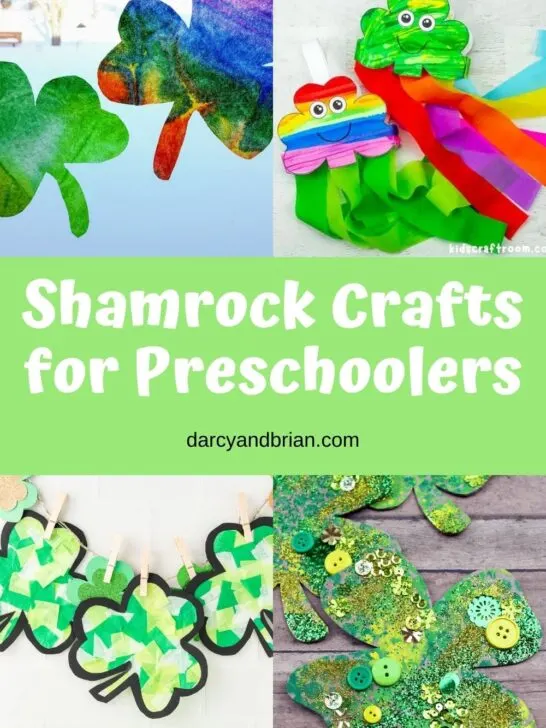 Collage of 4 different Shamrock Crafts for Preschoolers