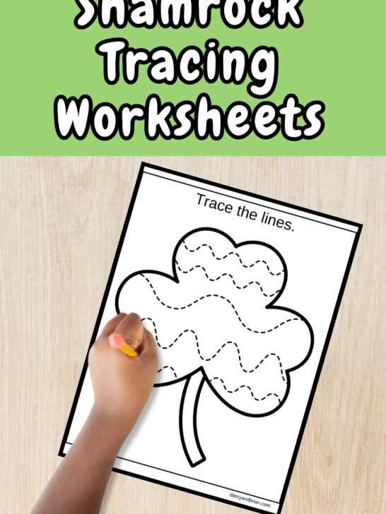 Preview image of a worksheet with a shamrock with wavy lines to trace inside of it.