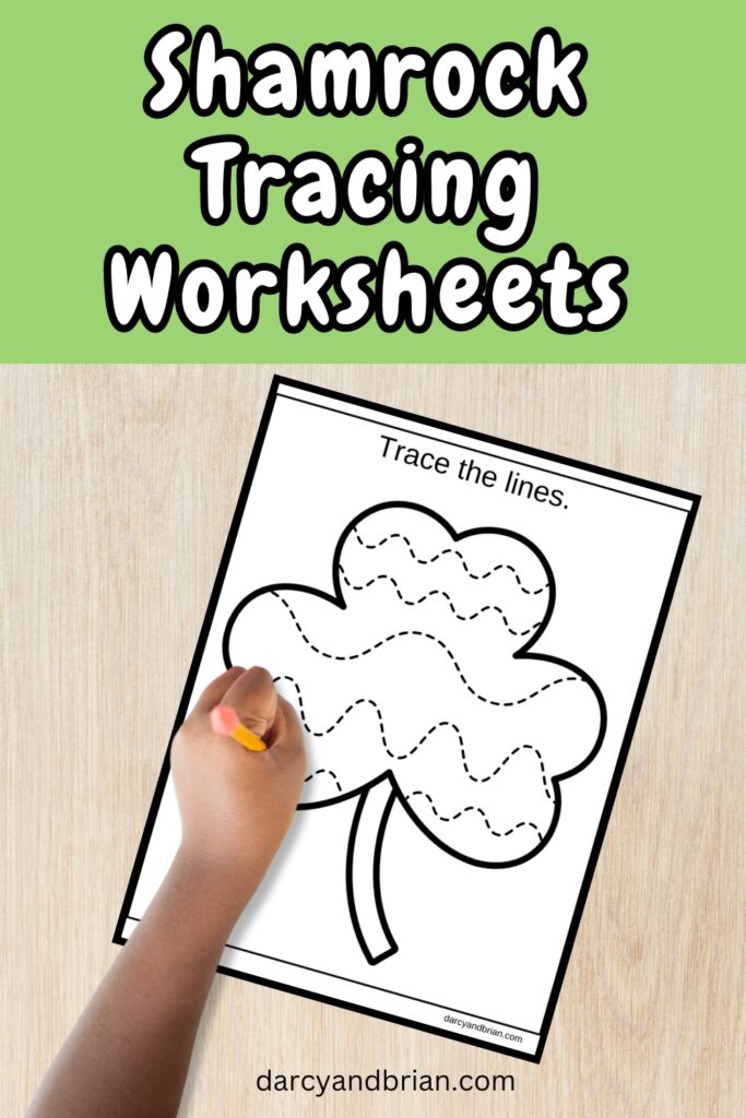 Preview image of a worksheet with a shamrock with wavy lines to trace inside of it.