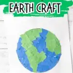 Paper Earth craft made using ripped up construction paper glued to a printable template.