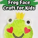 Finished craft to make a cute face of a frog using a paper plate and tissue paper.