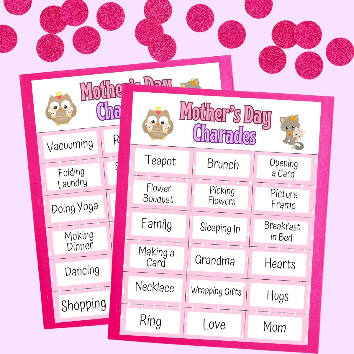 Mother's Day Charades | Free Printable Game for Kids