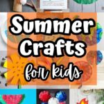 Twelve different crafts in a collage of summer-themed projects. Features campfires, watermelons, sunflowers, fireworks, and more.