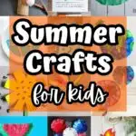Twelve different crafts in a collage of summer-themed projects. Features campfires, watermelons, sunflowers, fireworks, and more.