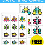 Mockup showing butterflies on a blue background. Text in the middle says Butterfly Matching Game.