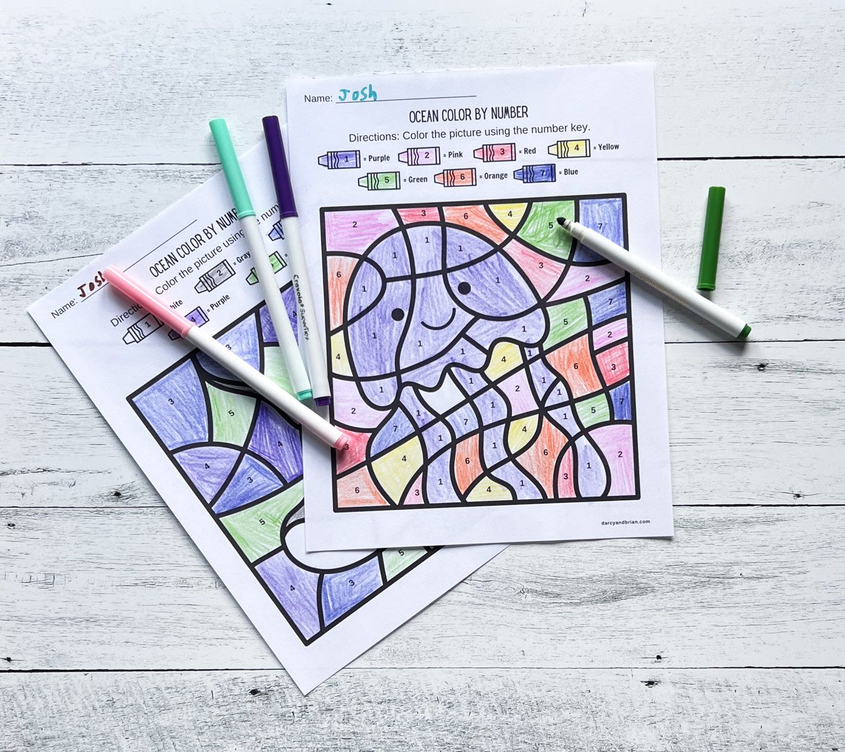 Free Printable Ocean Color By Number Worksheets