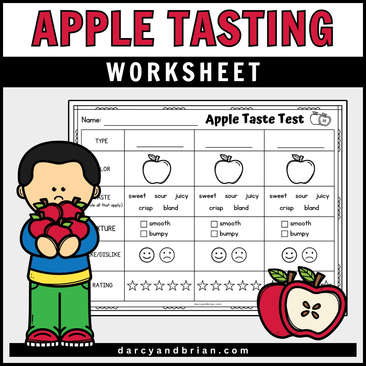 Apple Tasting Worksheet for Kids Apple Tasting Worksheet for Kids