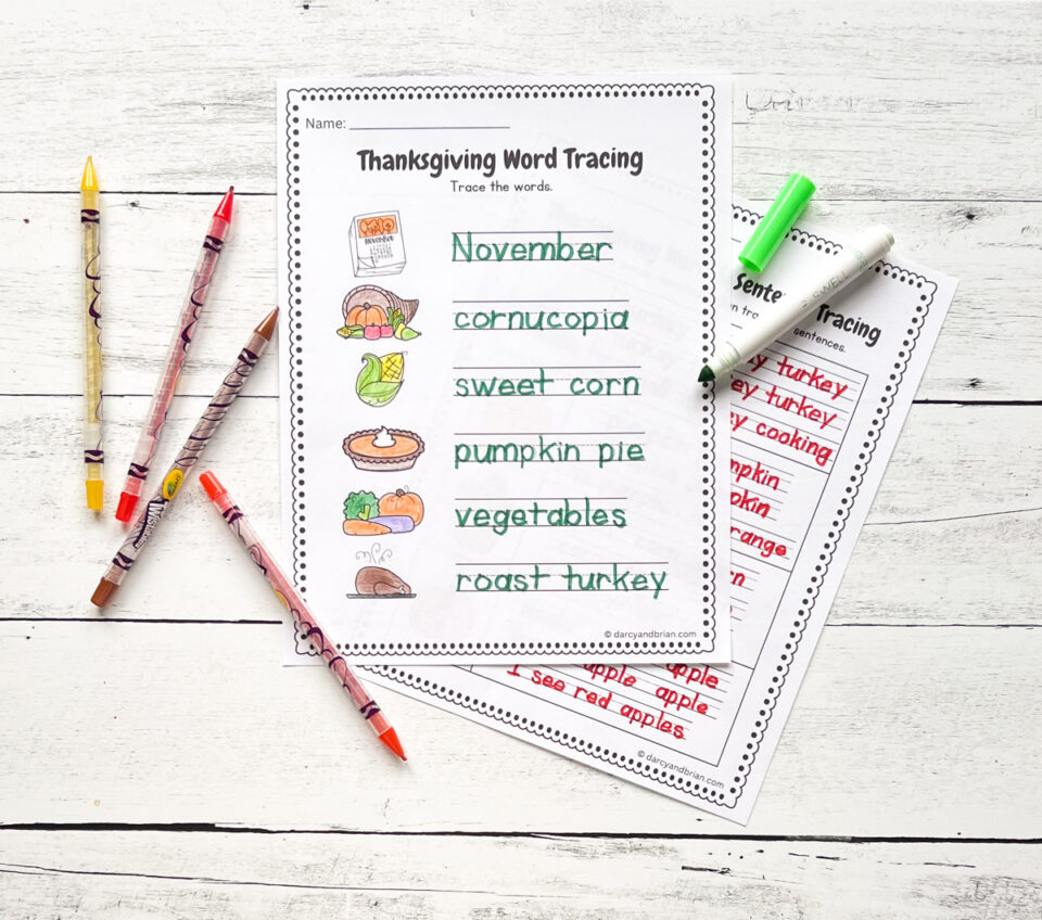 Thanksgiving word tracing