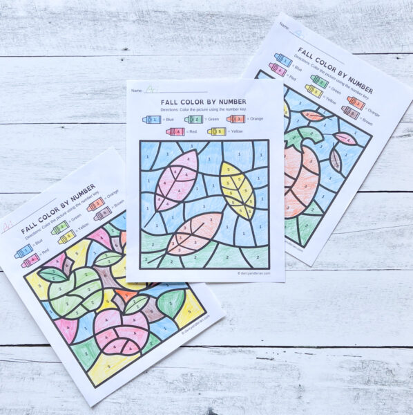 Color By Number Fall Printable Worksheets